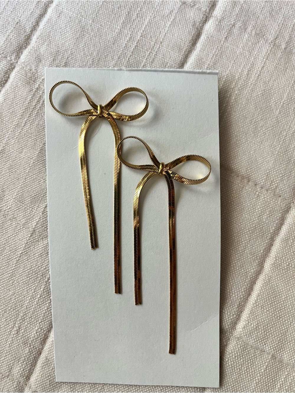 Gold Bow Drop Earrings